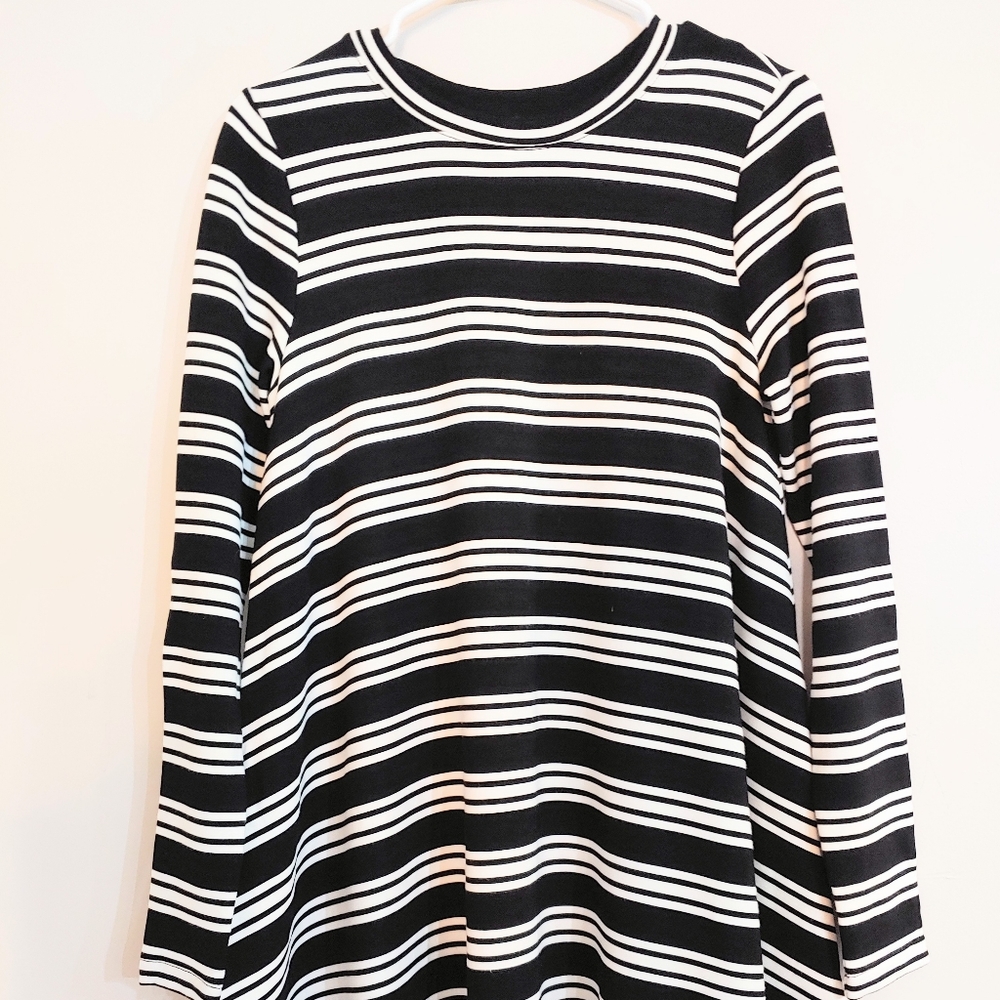 Black and white striped long sleeve dress